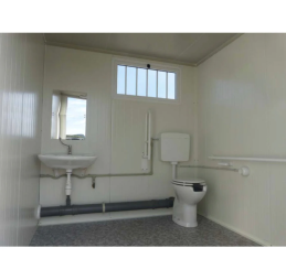 BLOQUE SANITARIO PMR NUEVO CON WC PMR, LAVABO PMR, WC ESTÁNDAR Y LAVAMANOS
